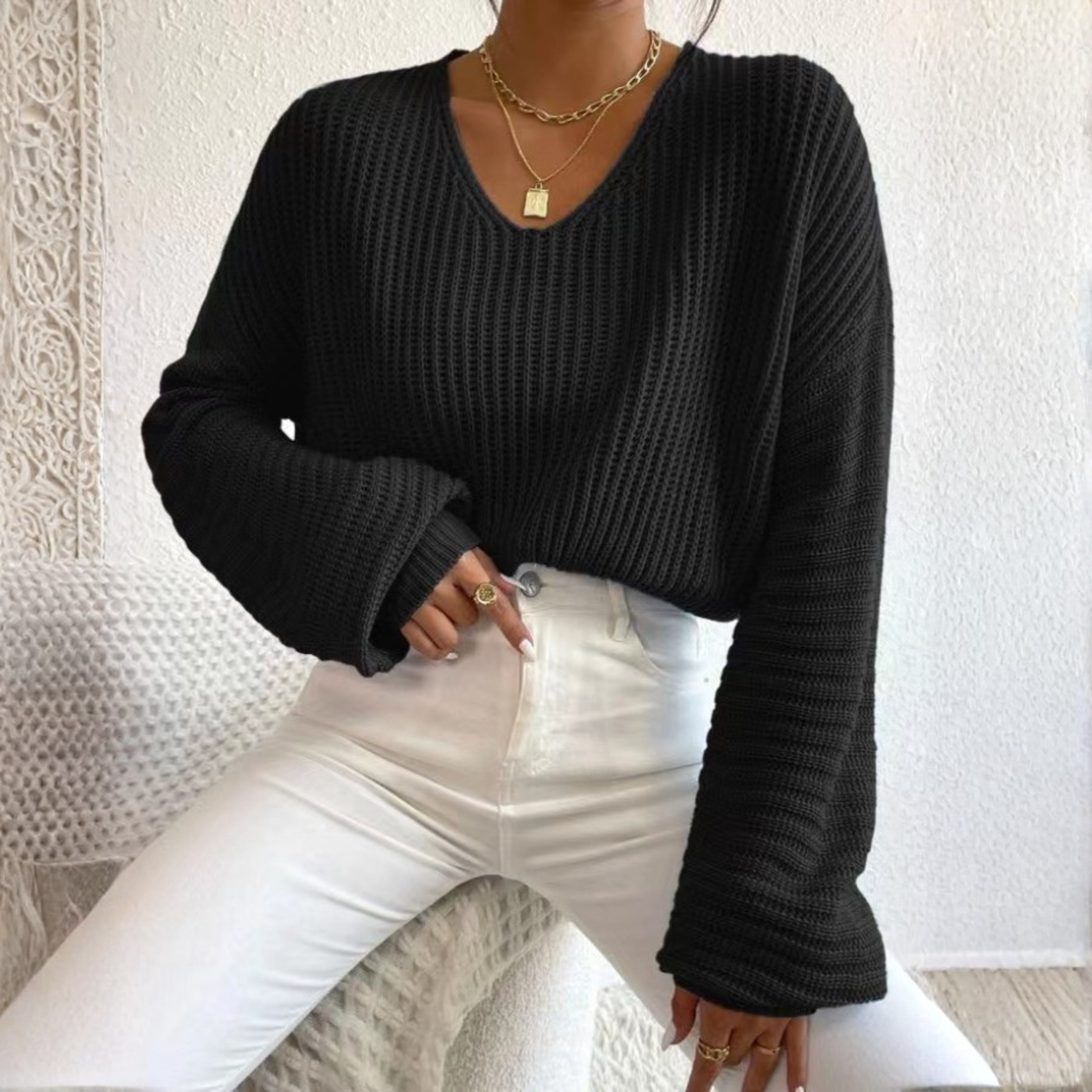 ALESI™ - Cozy Long Sleeve V-Neck Sweater