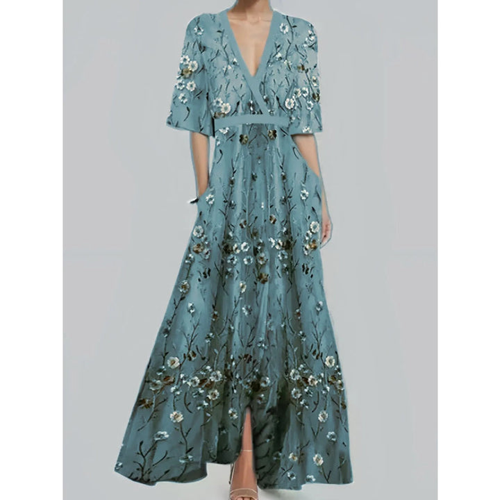 LOIS™ – Floral Print Half Sleeve Maxi Dress